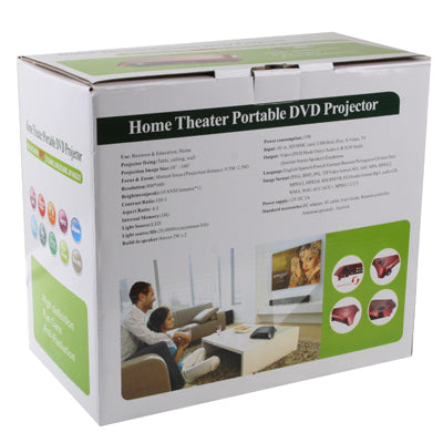 Home Theater Portable DVD high-definition projector with TV Receiver Function (PAL / NTSC / SECAM), AV IN / OUT and Game Function, Support SD / MMC Card / USB Flash Diskï¼ŒWith VGA input(Black)