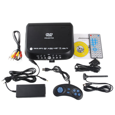 Home Theater Portable DVD high-definition projector with TV Receiver Function (PAL / NTSC / SECAM), AV IN / OUT and Game Function, Support SD / MMC Card / USB Flash Diskï¼ŒWith VGA input(Black)