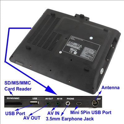 11.1 inch TFT LCD Screen Portable DVD with Card Reader & USB Port, Support Analog TV (PAL/NTSC) & Game & 270 Degree rotating function (968X)(Black)