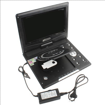 11.1 inch TFT LCD Screen Portable DVD with Card Reader & USB Port, Support Analog TV (PAL/NTSC) & Game & 270 Degree rotating function (968X)(Black)