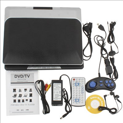 11.1 inch TFT LCD Screen Portable DVD with Card Reader & USB Port, Support Analog TV (PAL/NTSC) & Game & 270 Degree rotating function (968X)(Black)