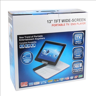 11.1 inch TFT LCD Screen Portable DVD with Card Reader & USB Port, Support Analog TV (PAL/NTSC) & Game & 270 Degree rotating function (968X)(Black)