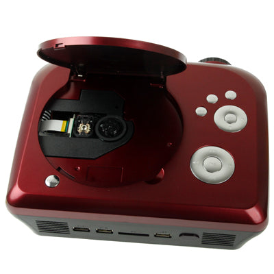 Home Theater Portable DVD Projector with TV Receiver Function (PAL / NTSC / SECAM), AV IN / OUT and Game Function, Support SD / MMC Card / USB Flash Disk, Projection Image Size: 10â€-80â€ EU Plug(Red)
