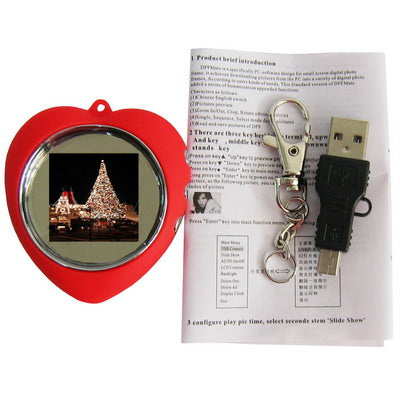 1.5 Inch Mini Key Chain Digital Photo Frame, Special for Valentines Day Gifts(Red)