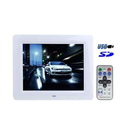 8 inch Digital Picture Frame with Remote Control / Rechargeable Battery (2300mAh)(White)