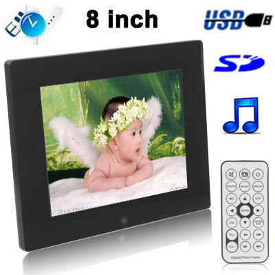 8 inch Digital Picture Frame with Remote Control Support SD / MMC / MS Card and USB (8009B)(Black)