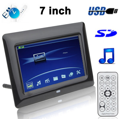 7 inch Digital Picture Frame with Remote Control Support SD / MMC / MS Card and USB (7005B)(Black)