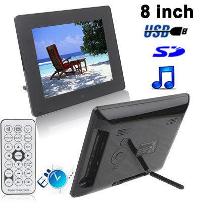 8 inch Digital Picture Frame with Remote Control Support SD / MMC / MS Card and USB (8006B)(Black)