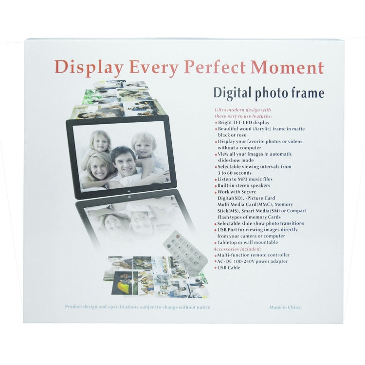15 inch Digital Picture Frame with Remote Control Support SD / MMC / MS Card and USB ,