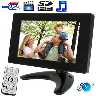 7 inch 800x480/16:9 LCD Digital Picture Frame with Holder & Remote Control Support SD / MMC / MS Card and USB (POP-701)