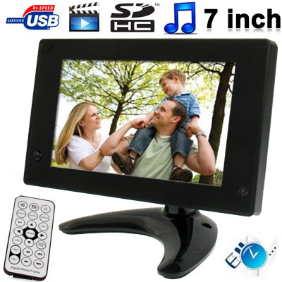 7 inch 800x480/16:9 LCD Digital Picture Frame with Holder & Remote Control Support SD / MMC / MS Card and USB (POP-701)