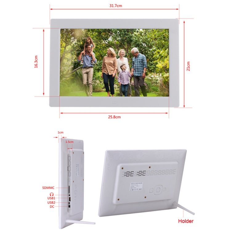 12.1 inch Digital Photo Frame with Holder & Remote Control, Allwinner F16 Program, Support SD /  MMC / USB Flash Disk