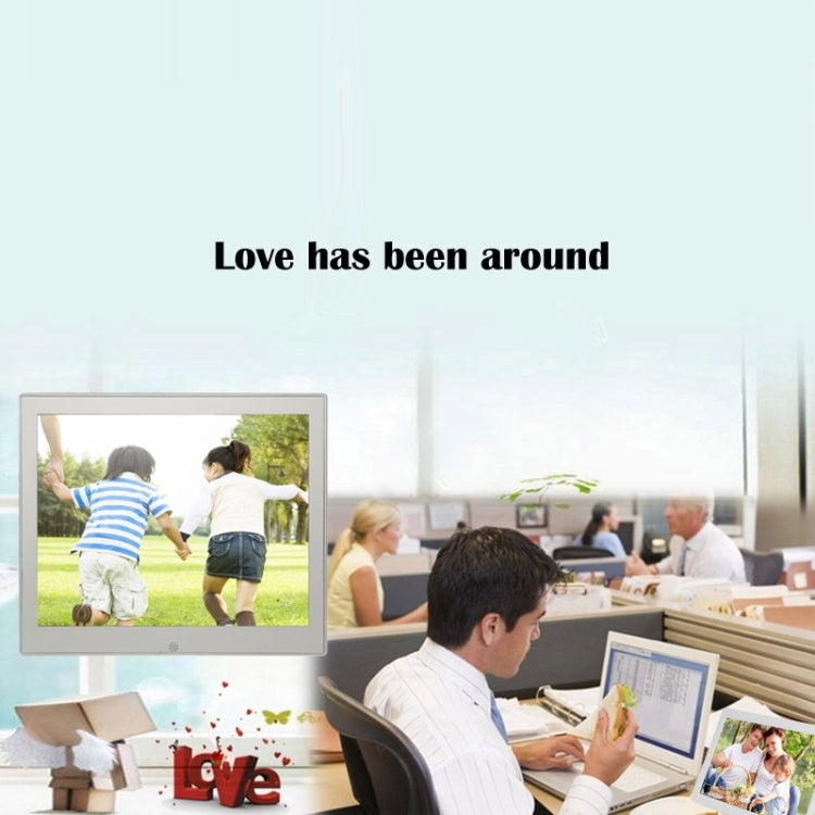 9.7 inch LED Display Multi-media Digital Photo Frame with Holder & Music & Movie Player, Support USB / SD / SDHC / MMC Card Input(Silver)