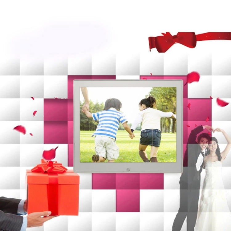 9.7 inch LED Display Multi-media Digital Photo Frame with Holder & Music & Movie Player, Support USB / SD / SDHC / MMC Card Input(Silver)