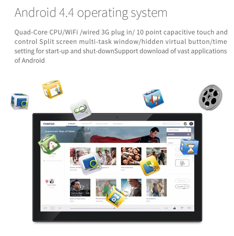 HSD-P538, Touch Screen All in One PC with Holder, 2GB+16GB, 14 inch IPS Android 6.0 Dual-core A72+Quad-core A53 2.0GHz, Support Bluetooth, WiFi, SD Card, USB OTG(Black)