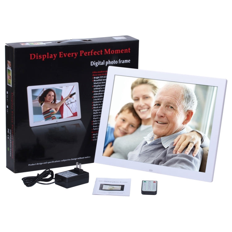 15 inch HD LED Screen Digital Photo Frame with Holder & Remote Control, Allwinner, Alarm Clock / MP3 / MP4 / Movie Player