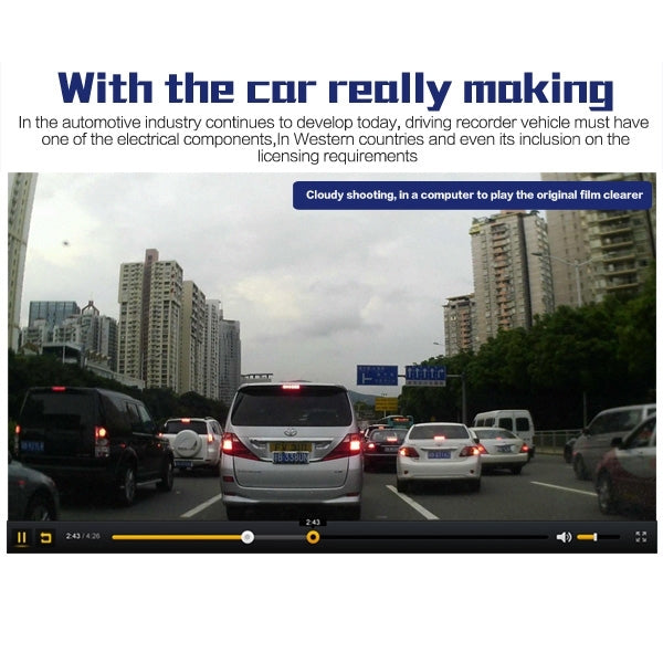 GEBITE G906 Full HD 1080P 4.3 inch Screen Display Bluetooth Vehicle DVR, 160 Degree Wide Angle Viewing, Support Handsfree / Loop Recording / Motion Detection / Lock Screen Function