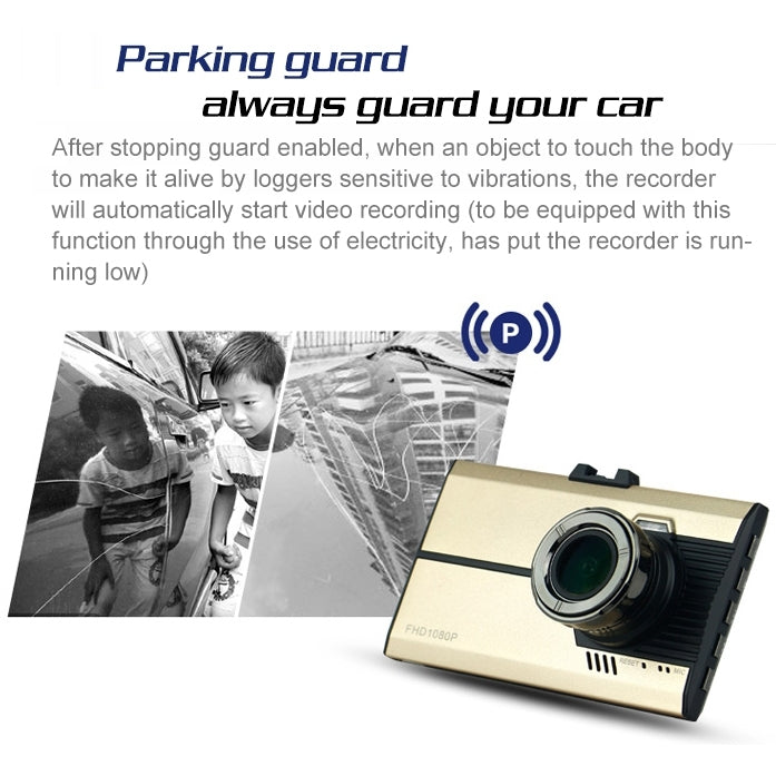 GEBITE G660 Full HD 1080P 3.0 inch Screen Display Vehicle DVR, 160 Degree Wide Angle Viewing, Support Loop Recording / Motion Detection / G-sensor / Lock Screen Function / Night Vision / Parking Guard