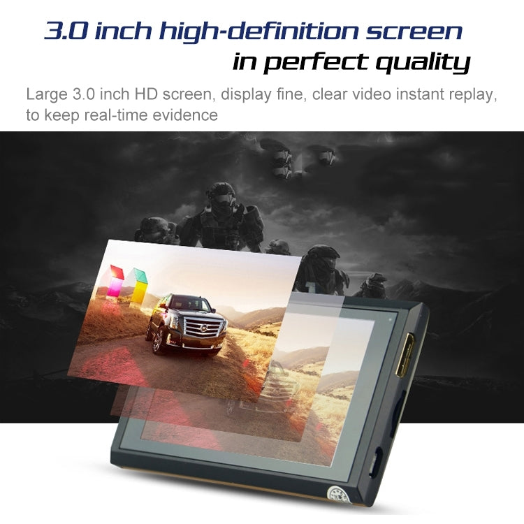 GEBITE G660 Full HD 1080P 3.0 inch Screen Display Vehicle DVR, 160 Degree Wide Angle Viewing, Support Loop Recording / Motion Detection / G-sensor / Lock Screen Function / Night Vision / Parking Guard