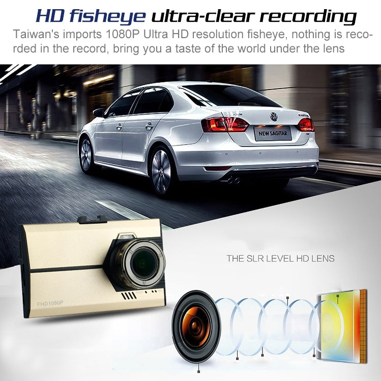 GEBITE G660 Full HD 1080P 3.0 inch Screen Display Vehicle DVR, 160 Degree Wide Angle Viewing, Support Loop Recording / Motion Detection / G-sensor / Lock Screen Function / Night Vision / Parking Guard