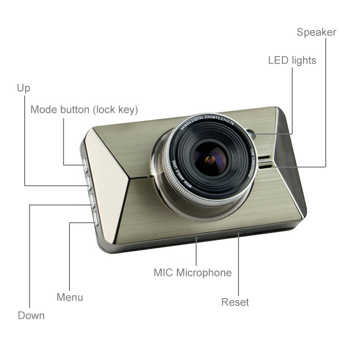 GEBITE G680 Full HD 1080P 3.0 inch Screen Display Vehicle DVR, 170 Degree Wide Angle Viewing, Support Loop Recording / Motion Detection / HDMI Output / Lock Screen Function / Parking Guard / Night Vision / G-Sensor