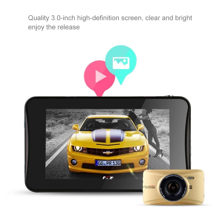 GEBITE G690 Full HD 1080P 3.0 inch Screen Display Vehicle DVR, 170 Degree Wide Angle Viewing Support Loop Recording / Motion Detection / HDMI Output / Lock Screen Function / Parking Guard / Night Vision / G-Sensor
