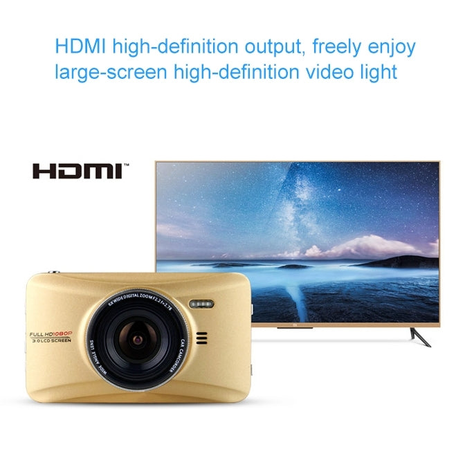 GEBITE G690 Full HD 1080P 3.0 inch Screen Display Vehicle DVR, 170 Degree Wide Angle Viewing Support Loop Recording / Motion Detection / HDMI Output / Lock Screen Function / Parking Guard / Night Vision / G-Sensor