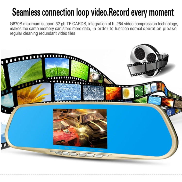 GEBITE G870S Full HD 1080P 4.3 inch Screen Display Vehicle DVR, Support Loop Recording / Motion Detection / Front & Back Camera / HDMI Output / Lock Screen Function / G-Sensor