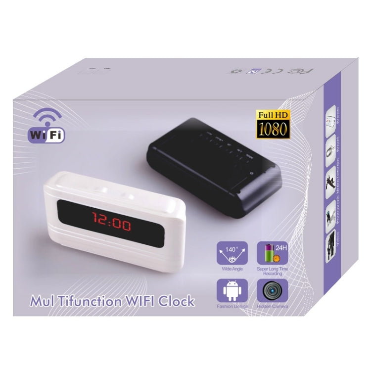 R6 1080P H.264 Fashion Safety Alarm Clock WiFi Camera, Alarm Clock / Date Display / Night Vision  / Motion Detection / Video Recording Function, Support TF Card(Black)