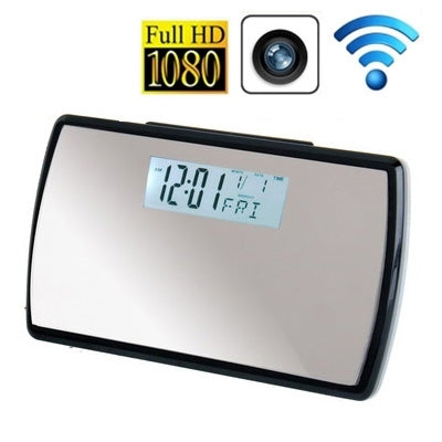 R16 1080P H.264 Fashion Safety Alarm Clock WiFi Camera, Alarm Clock / Date Display / Night Vision  / Motion Detection / Video Recording Function, Support TF Card(Black)