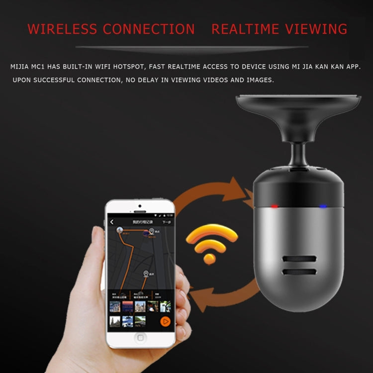 MEHOME MC1 Full HD 1080P Car DVR Recorder, 156 Degree Wide Angle Viewing, Wifi Interconnection, Support Gesture Induction & Loop Recording & G-Sensor Function