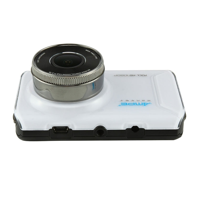 AMPE A308F Full HD 1080P 3.0 inch Screen Display Car DVR Recorder, 170 Degree Wide Angle Viewing, Support Loop Recording / Motion Detection / Night Vision / G-Sensor / Lock Screen Function(White)