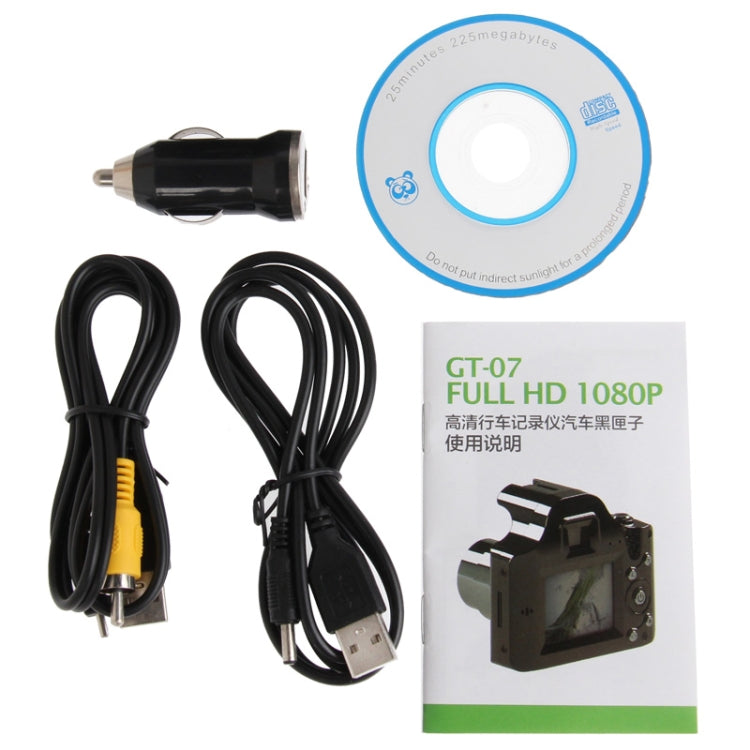 Full HD 1080P Mini Vehicle DVR / Black Box, 1.5 inch Screen, Support TF Card (GT-07)(Black)