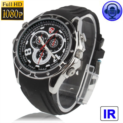 Full HD 1080P IR Night Vision Watch DVR Camera with Voice Control / Video Recording / Photo taking / PC Camera / Waterproof Function(Black)