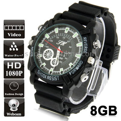 1080P DV DVR Camcorder Watch with Waterproof / Voice Recording / Photo Taking Function , Built-in 8GB Memory, AVI Video Format