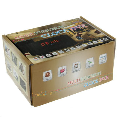 720P H.264 Multi-Functional Table Clock Camera Mini DVR with Remote, Alarm Clock / Date Display / Calendar / Temperature Display / Take Photo / Video Recording Function, Support TF Card(Black)