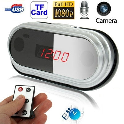 V9 1080P Multi-Functional Table Clock Camera Mini DVR with Remote Control , Voice Broadcast / Motion Detection, Support TF Card(White)