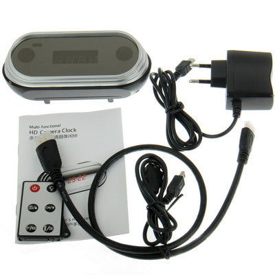 V9 1080P Multi-Functional Table Clock Camera Mini DVR with Remote Control , Voice Broadcast / Motion Detection, Support TF Card(White)