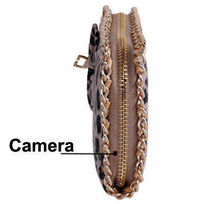 Leopard Leather Wallet Style DVR with Motion Detect / PC Camera / Video Record Function / Remote Control
