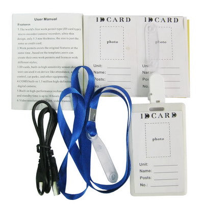 Mini DVR ID Card Work Permit Camera, Built in 4GB(White)