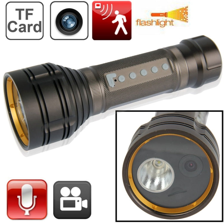 Flashlight DVR with Motion Detection Auto Recording / Photo Shooting / Sound Recording / Emergency Alarm / PC-camera Function, Support TF Card(Black)