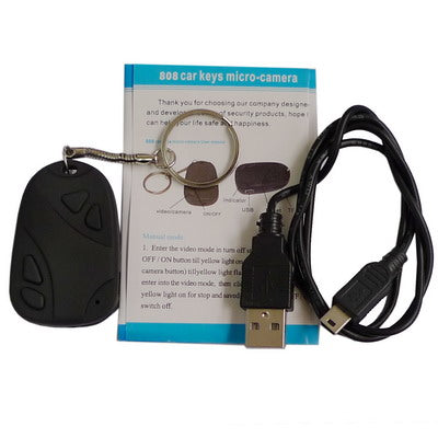 Car Keys Micro camera, 2 in 1(Video recording and Photographs), Support TF Card, Image format: 720*480(Black)