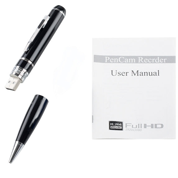 16G H.264 HD 1920x1080 / 30fps, USB 2.0 Mini DV Pen with Video Recording / Photo Shooting / Sound Recording Function, Support TF Card(Black)