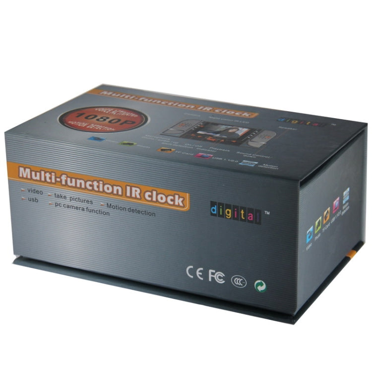 720P Multi-function Clock IR Camera DVR Photograph with Remote-Control(Silver)