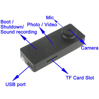 Mini S918 HD Button DV Video Recorder Camera, with Vibration function and TF Card Slot, Product Size: 60x23x17mm(Black)
