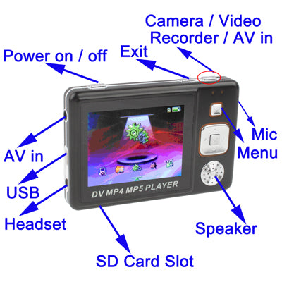 Pipeline DV Video Recorder Camera + MP4 MP5 Player, Built in 2GB memory(Black)
