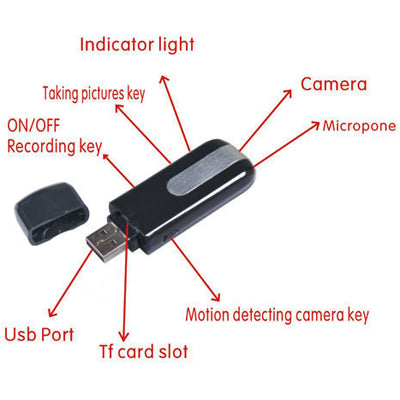 Driver Camera Mini DV U8 USB Disk DVR Motion Detection with TF Card Slot(Black)