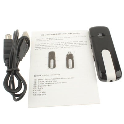 Driver Camera Mini DV U8 USB Disk DVR Motion Detection with TF Card Slot(Black)