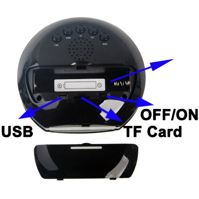 LED Mirror Table Alarm Clock Camera Mini DVR , Make-up Mirror with Remote Control & Voice Broadcast, Motion Detection Function, Support TF Card(Black)