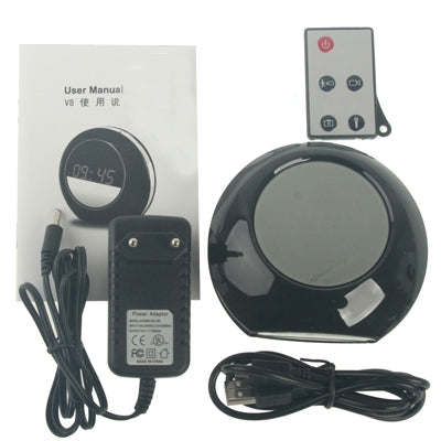 LED Mirror Table Alarm Clock Camera Mini DVR , Make-up Mirror with Remote Control & Voice Broadcast, Motion Detection Function, Support TF Card(Black)